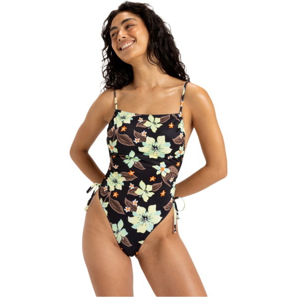 2025 Roxy Womens Beach Classics Fashion One Piece ERJX103733 - Anthracite Hibiscus Heat Swim